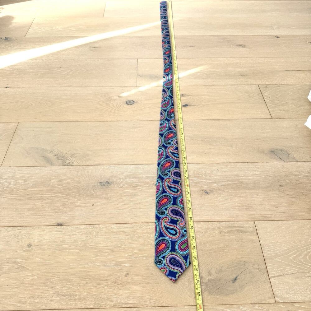 GEOFFREY BEENE Blue Orange Paisley Charming Classic Fun Tie Y2K - Picture 3 of 7